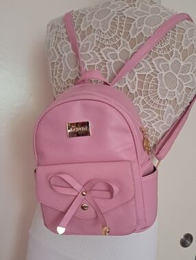 LCFUN Cute Mini Leather Pink Backpack Fashion with Bow Accent [READ DESCRIPTION]